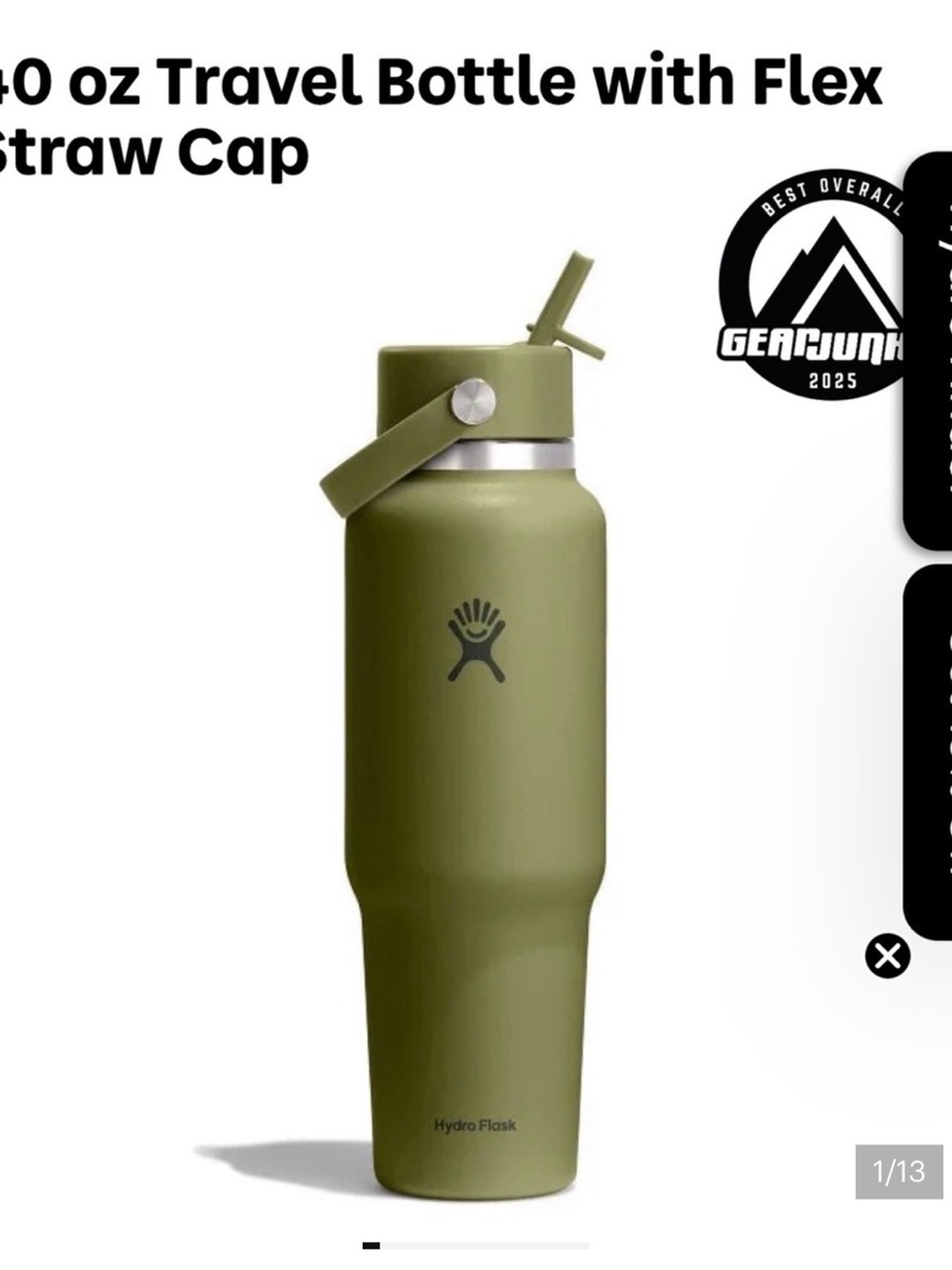 Hydro Flask White Travel Bottle with Flex Straw Cap